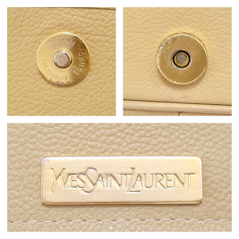 Yves Saint Laurent Shoulder Bag Purse Leather Beige Vintage YSL Authentic